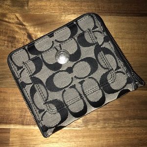 Coach signature zip around wallet